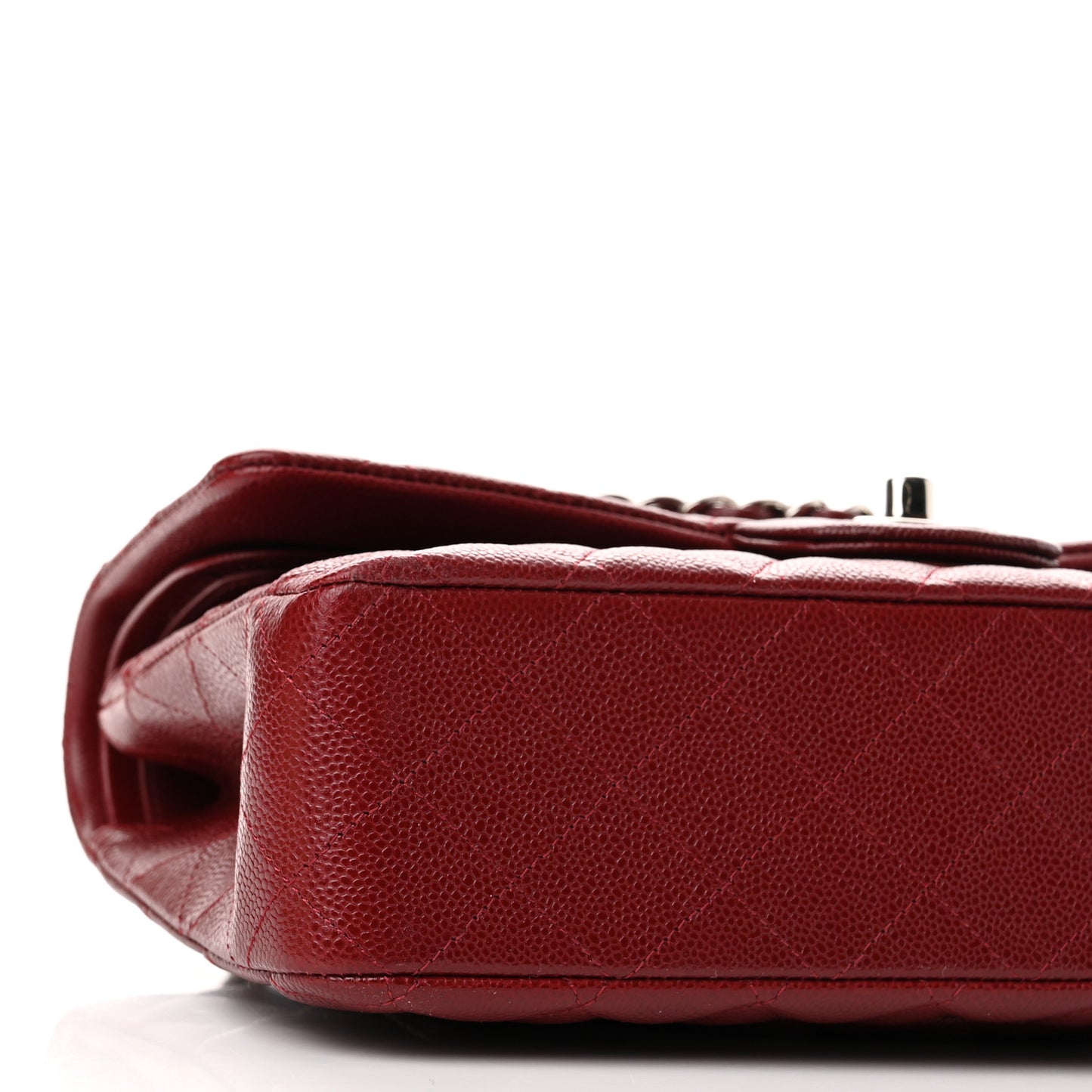 Caviar Quilted Medium Double Flap Dark Red