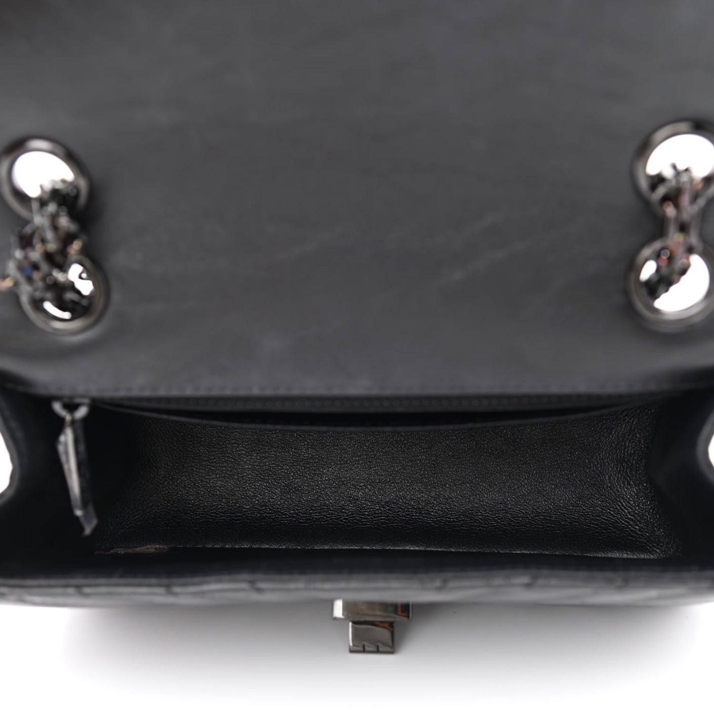 Aged Calfskin Chevron Quilted 2.55 Reissue Mini Flap So Black