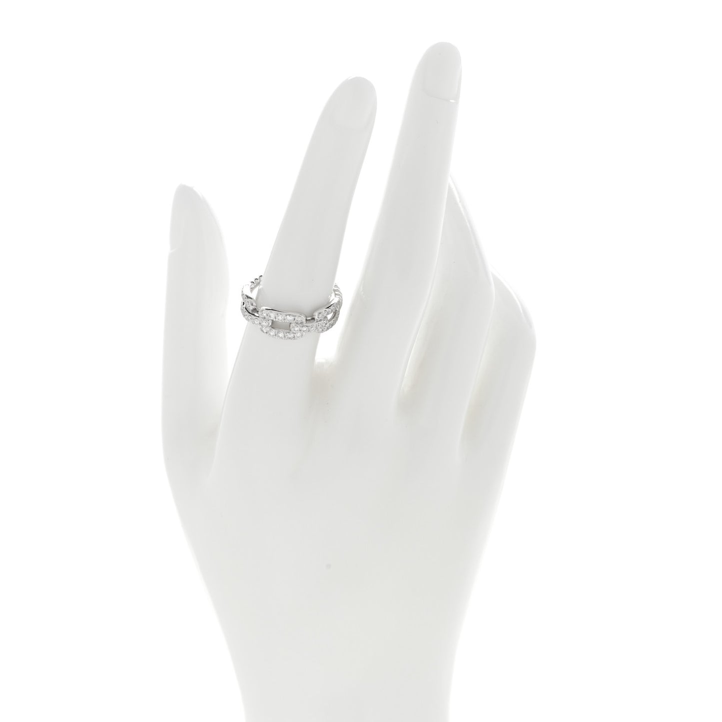 18K White Gold Diamond 7mm Stax Chain Link Pave Ring 54 7