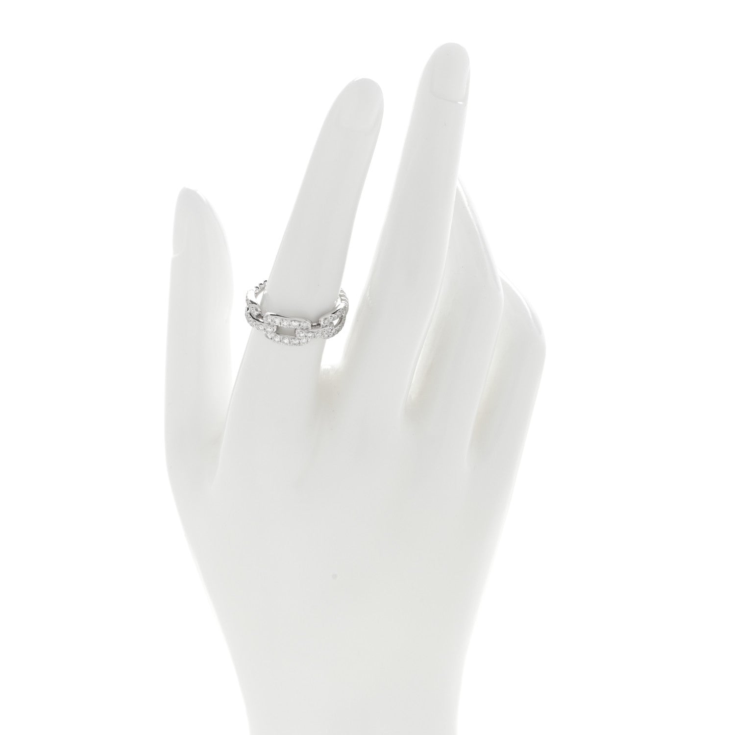 David Yurman 18K White Gold Diamond 7mm Stax Chain Link Pave Ring 54 7 2 of 3