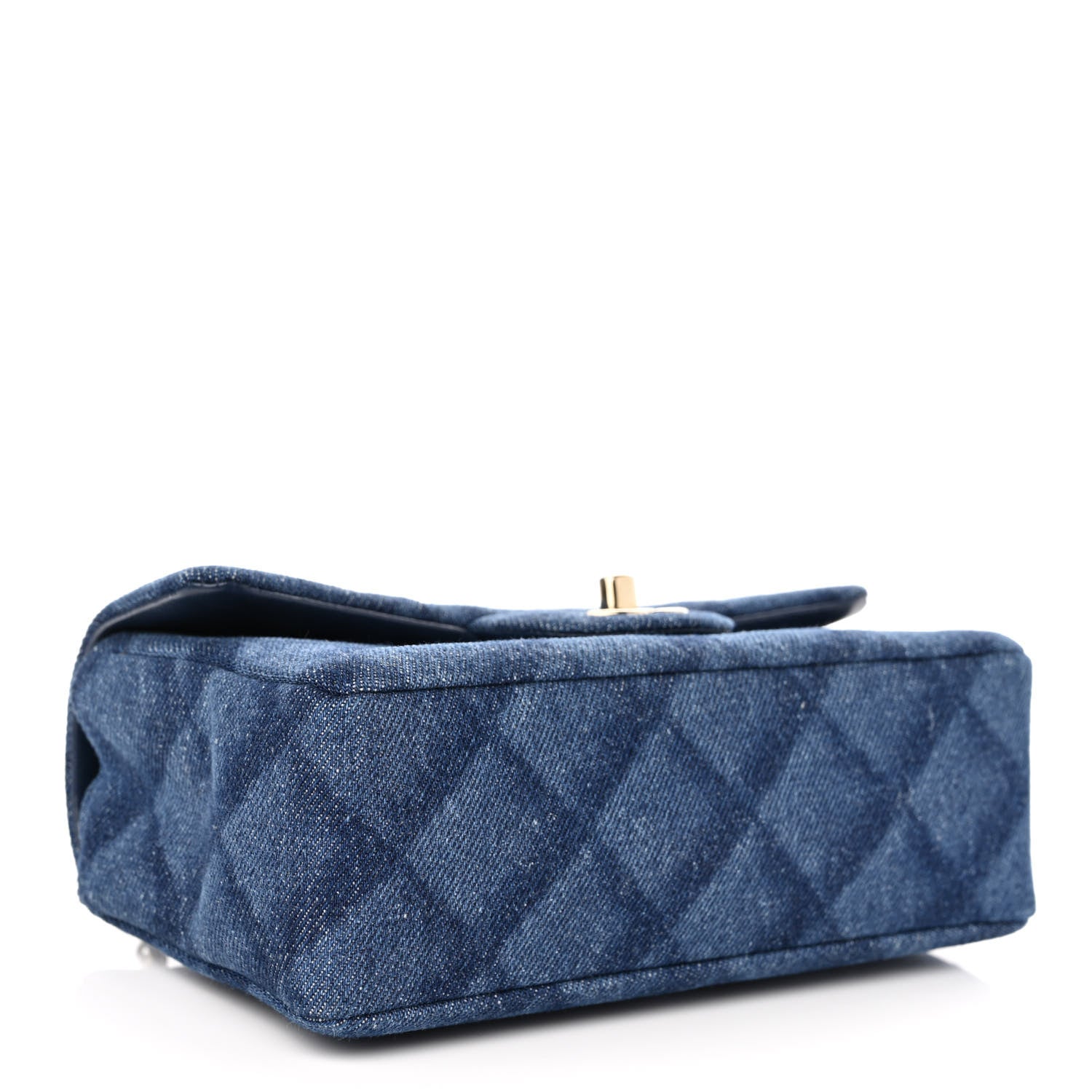 Chanel Printed Denim Quilted Mini Rectangular Flap Dark Blue 4 of 11