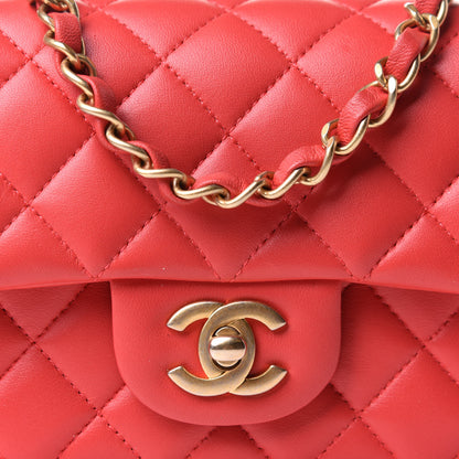 Chanel Lambskin Quilted Mini Rectangular Flap Red 8 of 13