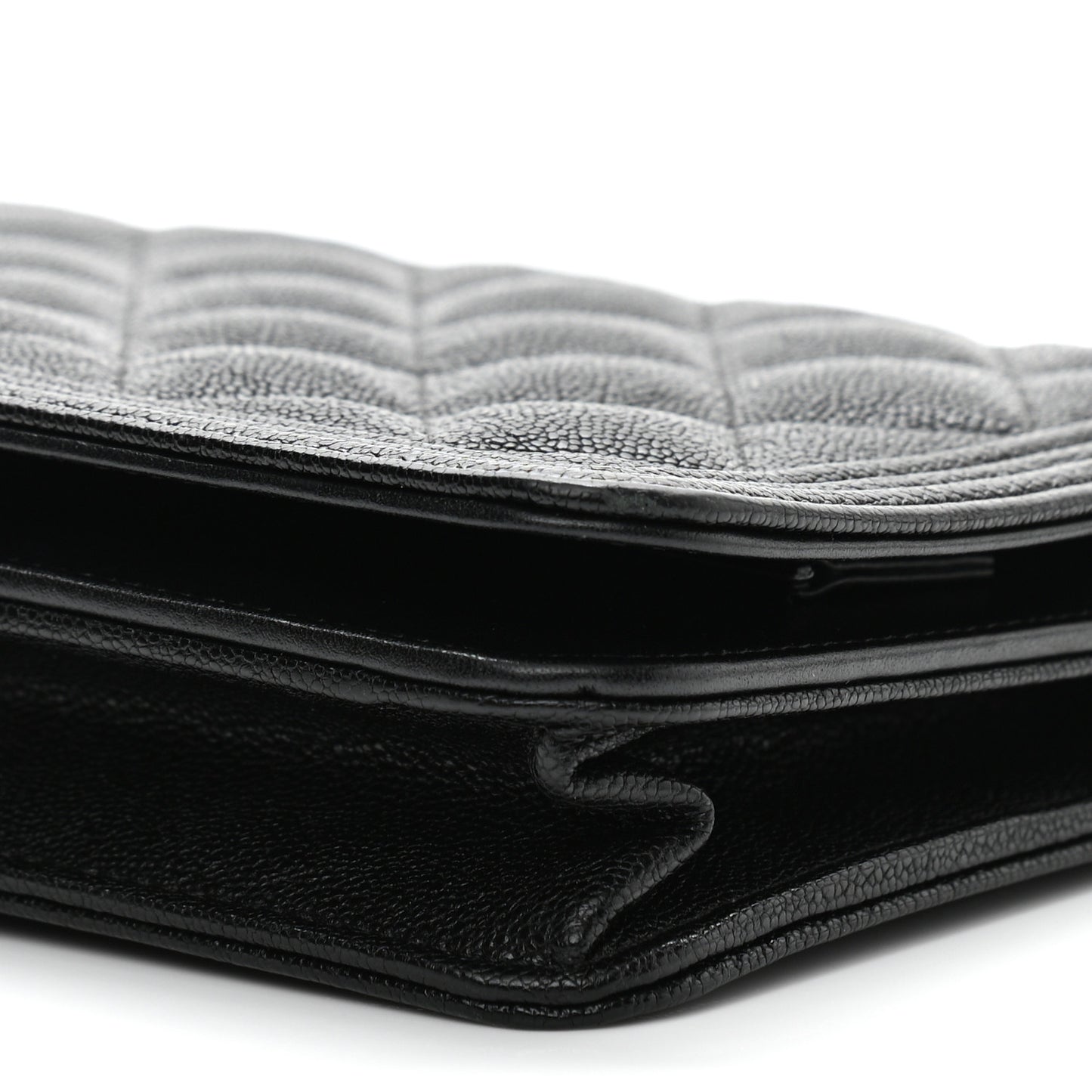 Caviar Quilted Boy Wallet On Chain WOC Black