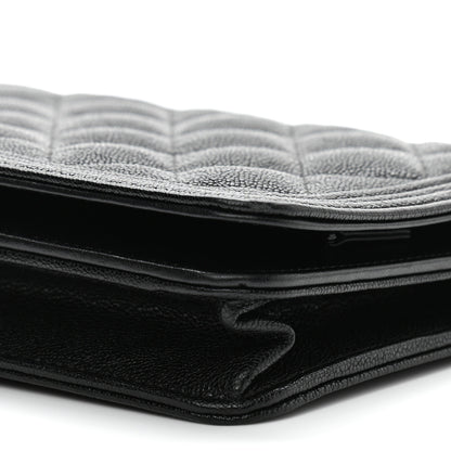 Chanel Caviar Quilted Boy Wallet On Chain WOC Black 11 of 12