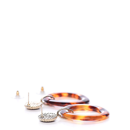 Chanel Resin CC Drop Earrings Tortoise Gold 4 of 5