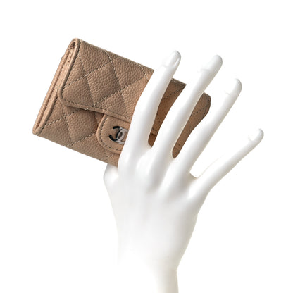 Chanel Caviar Quilted Flap Card Holder Wallet Beige 2 of 9