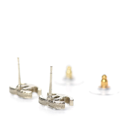 Chanel Pearl Crystal CC Charms Stud Earrings Light Gold 3 of 5