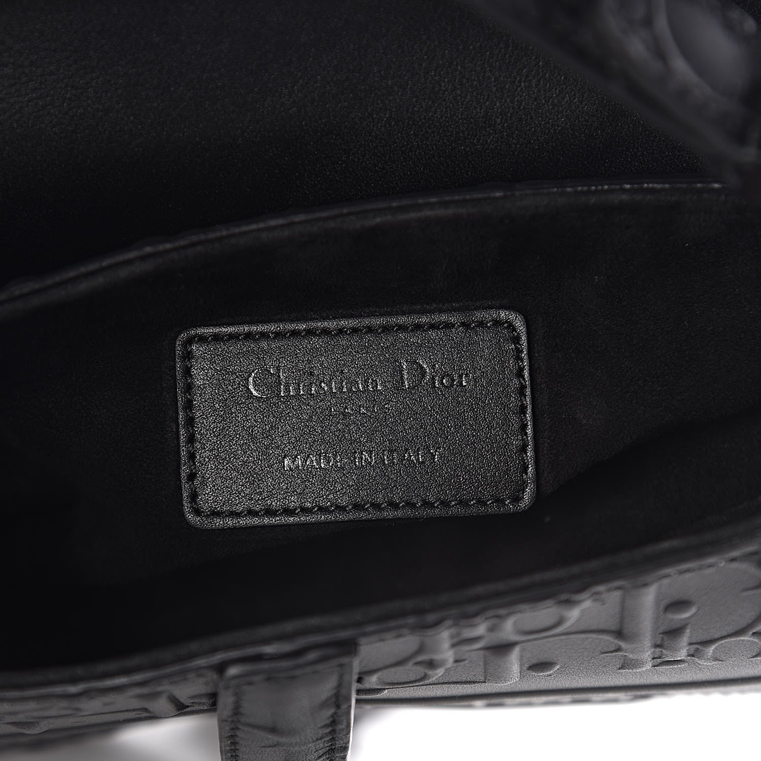 Christian Dior Calfskin Embossed Oblique Mini Saddle Bag Black 6 of 10