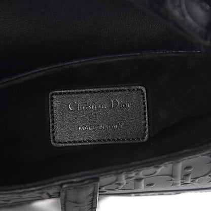 Christian Dior Calfskin Embossed Oblique Mini Saddle Bag Black 6 of 10