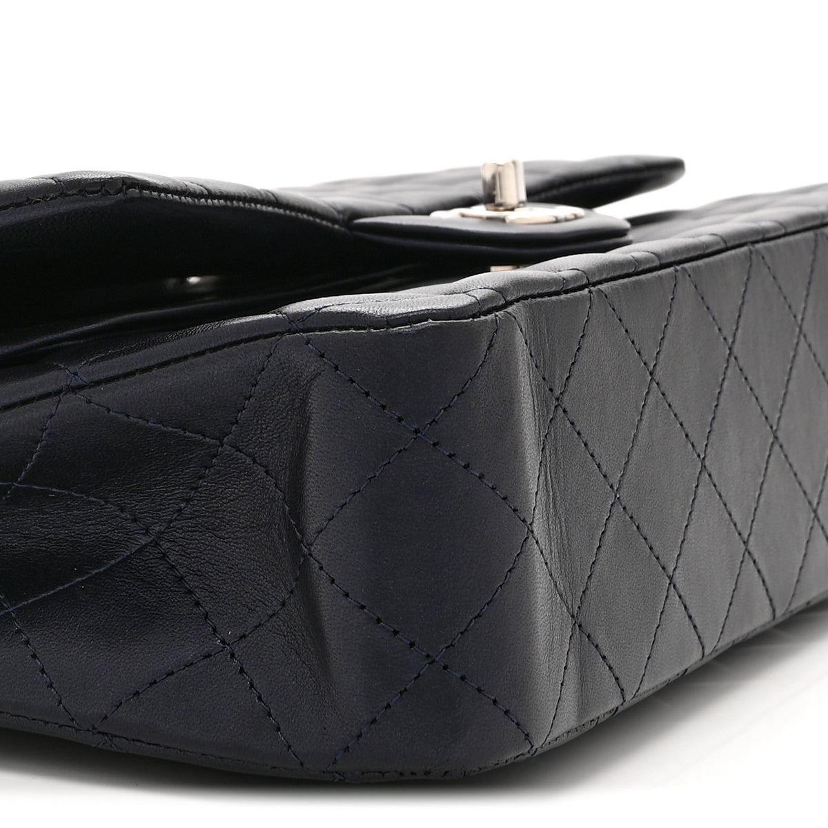 Chanel Iridescent Calfskin Quilted Medium Double Flap Navy 9 of 10