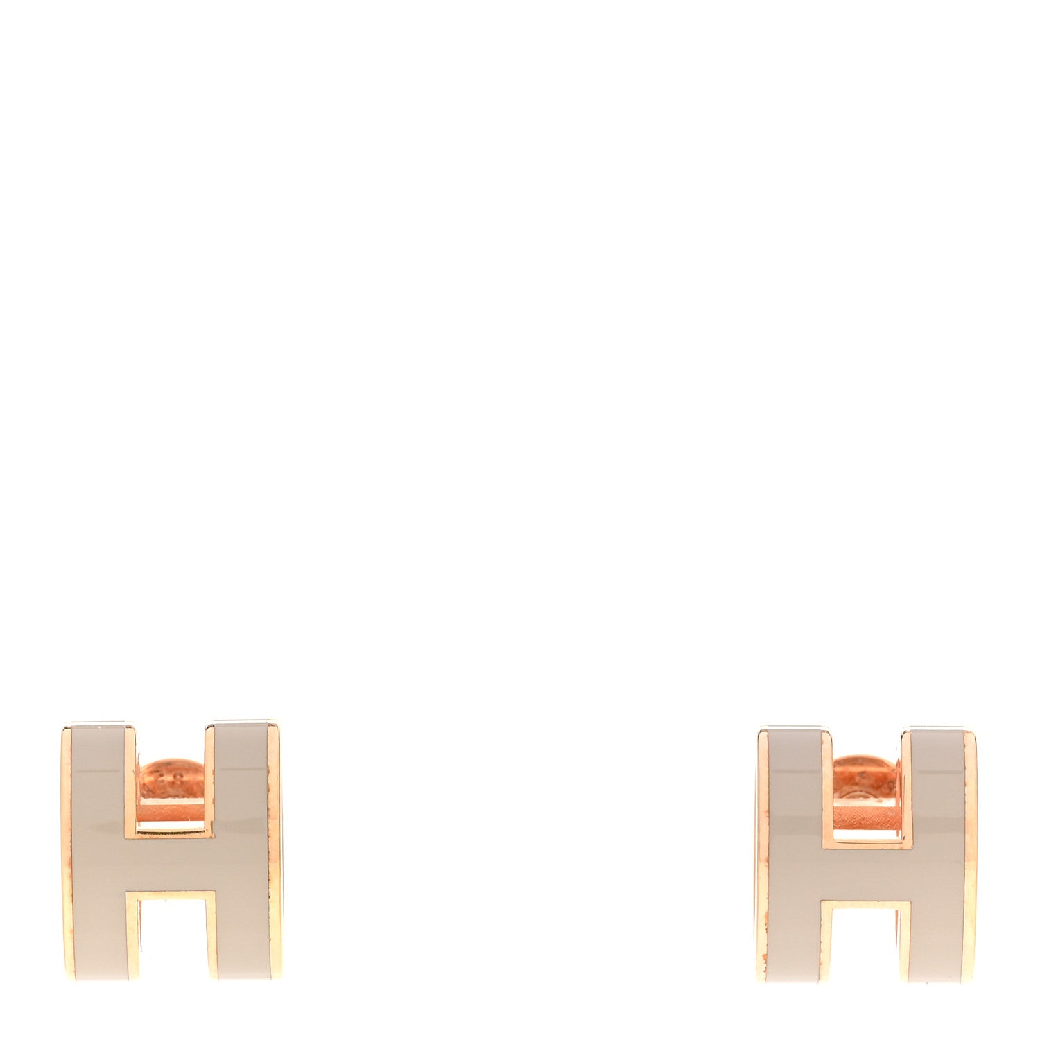 Hermes Rose Gold Lacquered Mini Pop H Earrings Marron Glace 1 of 6