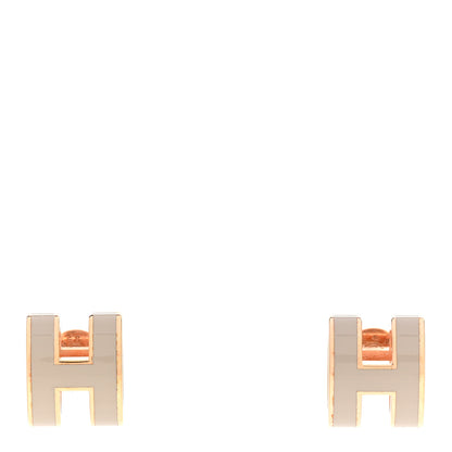 Hermes Rose Gold Lacquered Mini Pop H Earrings Marron Glace 1 of 6