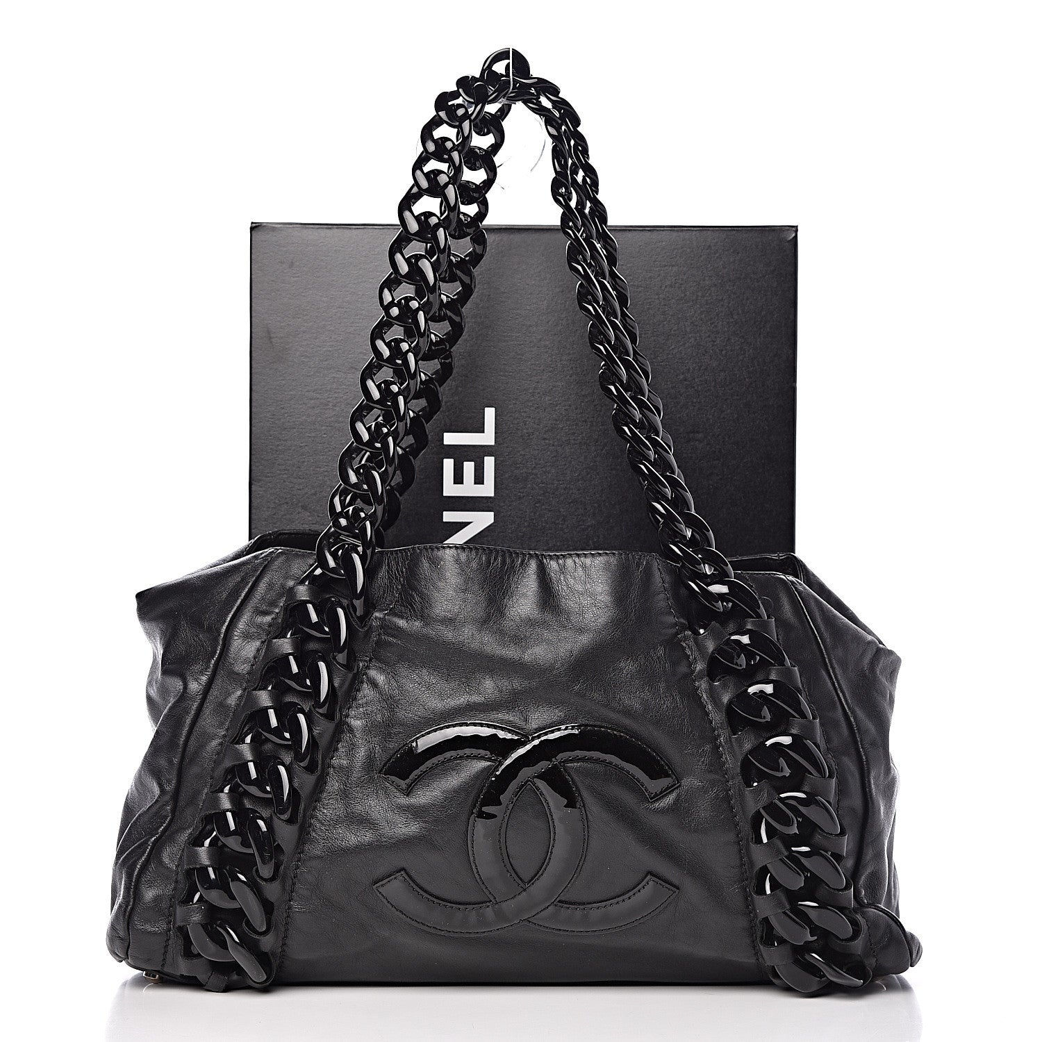 Chanel Calfskin Modern Chain Rhodoid East West Tote Black 16 of 16
