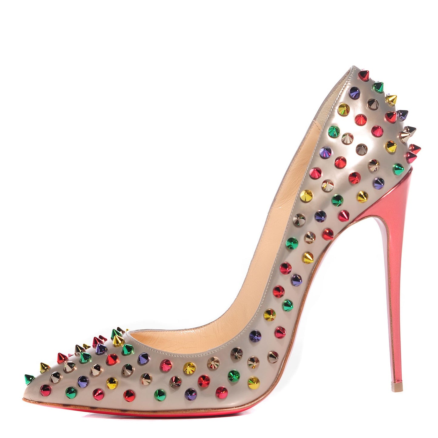Specchio Calfskin Follies Spikes 120 Pumps 39.5 Beige Multicolor