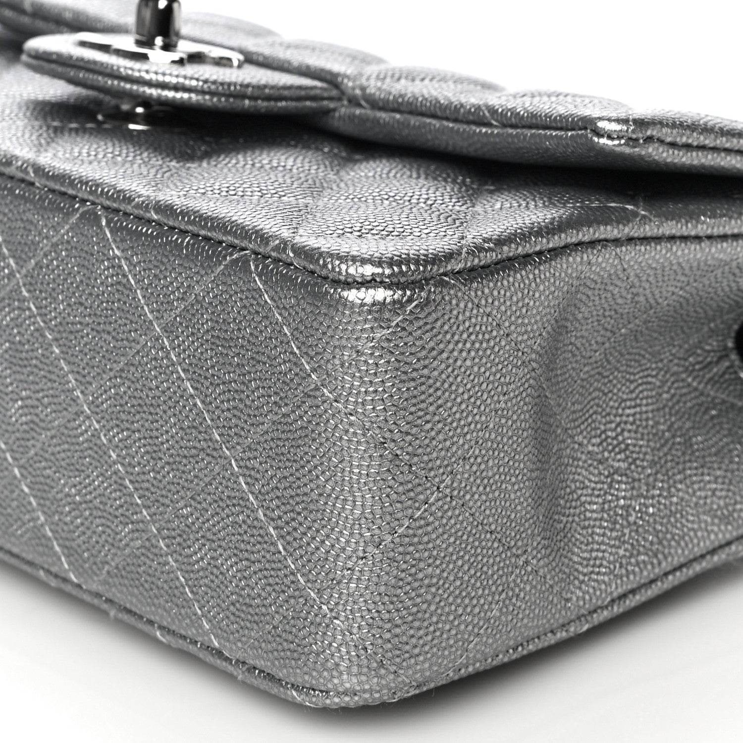 Chanel Metallic Caviar Quilted Mini Top Handle Rectangular Flap Silver 9 of 10