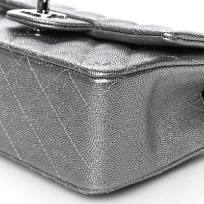 Chanel Metallic Caviar Quilted Mini Top Handle Rectangular Flap Silver 9 of 10