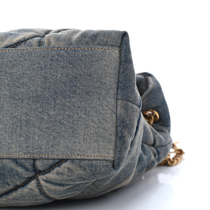 Saint Laurent Denim Quilted Medium Loulou Puffer Monogram Chain Satchel Blue Cinnamon 9 of 9