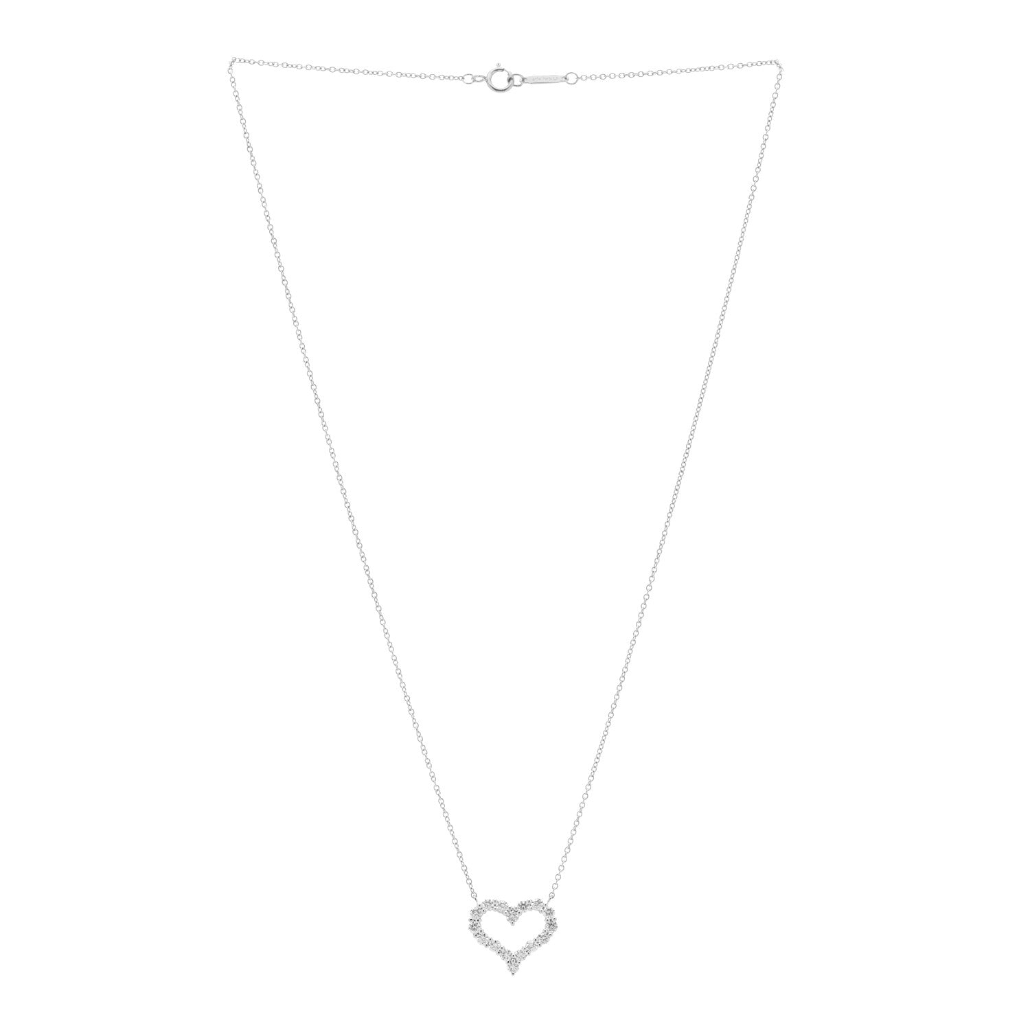 Tiffany Platinum Diamond Small Heart Pendant Necklace 3 of 5