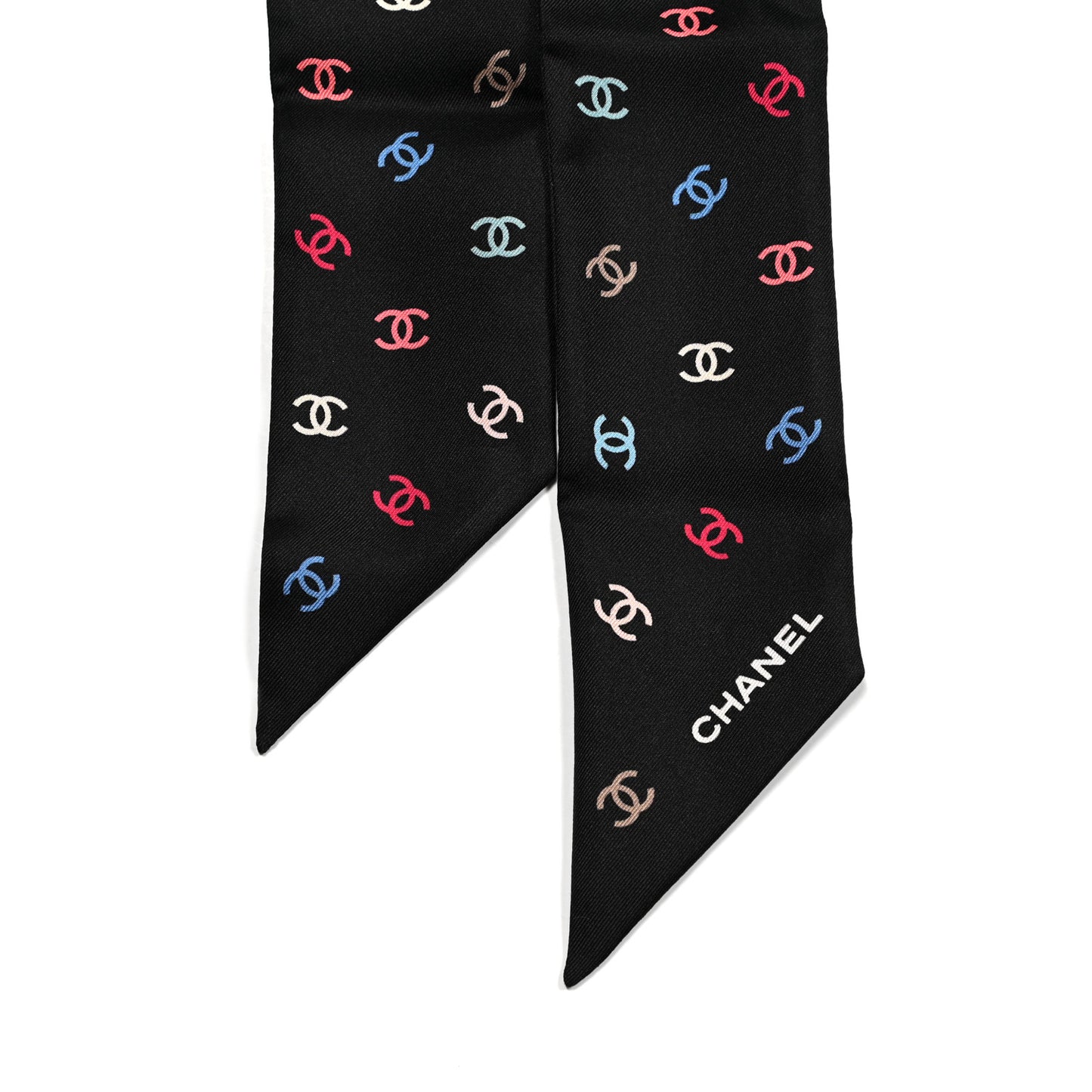 Silk Heart CC Slim Bandeau Scarf Black