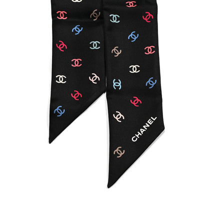 Chanel Silk Heart CC Slim Bandeau Scarf Black 2 of 3