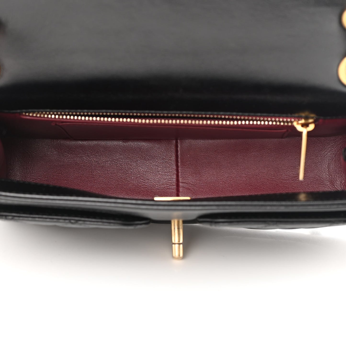 Shiny Lambskin Quilted Small Daily Friend Flap Black