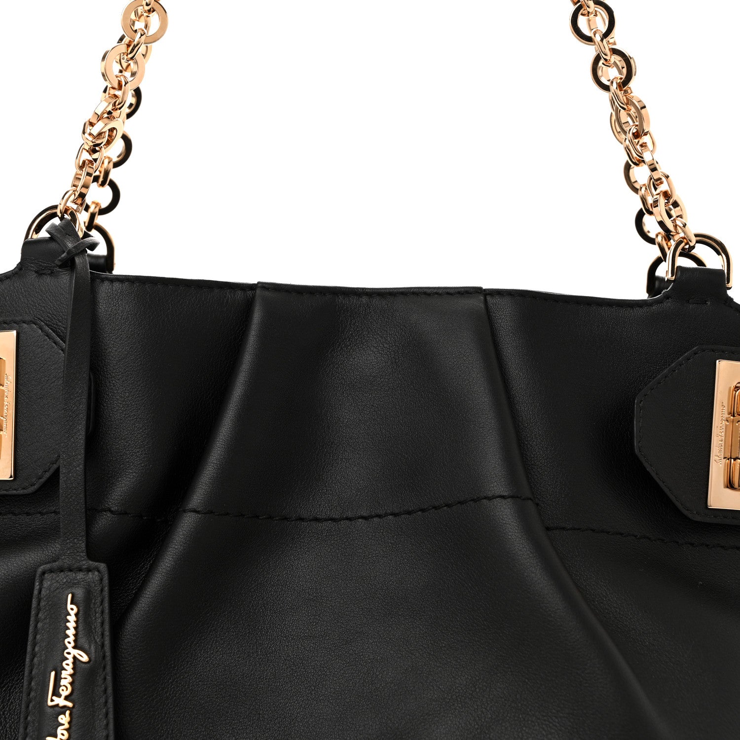 Salvatore Ferragamo Calfskin Gancini Tote Bag Black 8 of 10