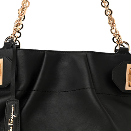 Salvatore Ferragamo Calfskin Gancini Tote Bag Black 8 of 10