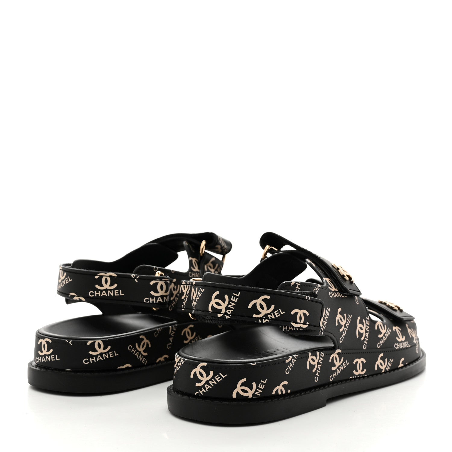 Chanel Rubber CC Dad Sandals 38 Black 1793322 – FASHIONPHILE