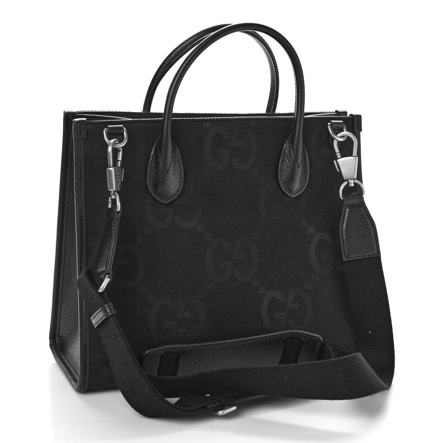 Gucci Monogram Jumbo GG Textured Dollar Calfskin Tote Bag Black 2 of 8