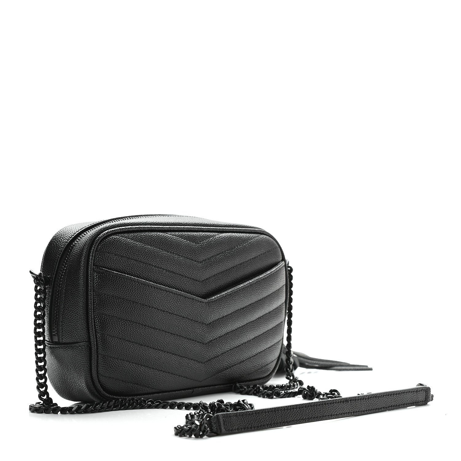 Saint Laurent Grain De Poudre Matelasse Monogram Mini Lou Camera Bag Black 3 of 8