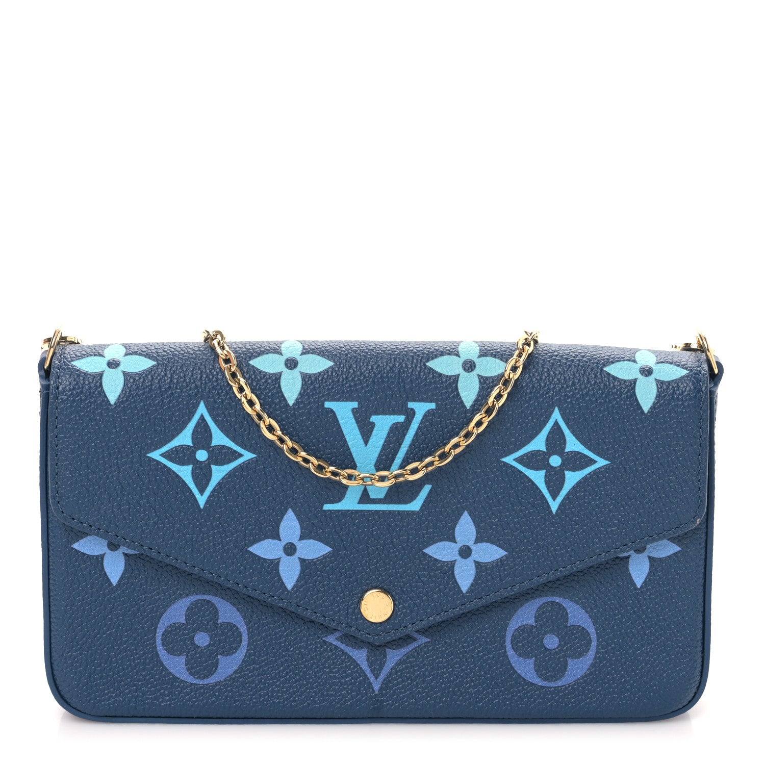 Louis Vuitton Empreinte Monogram Giant Felicie Pochette Chain Wallet Gradient Blue 4 of 10