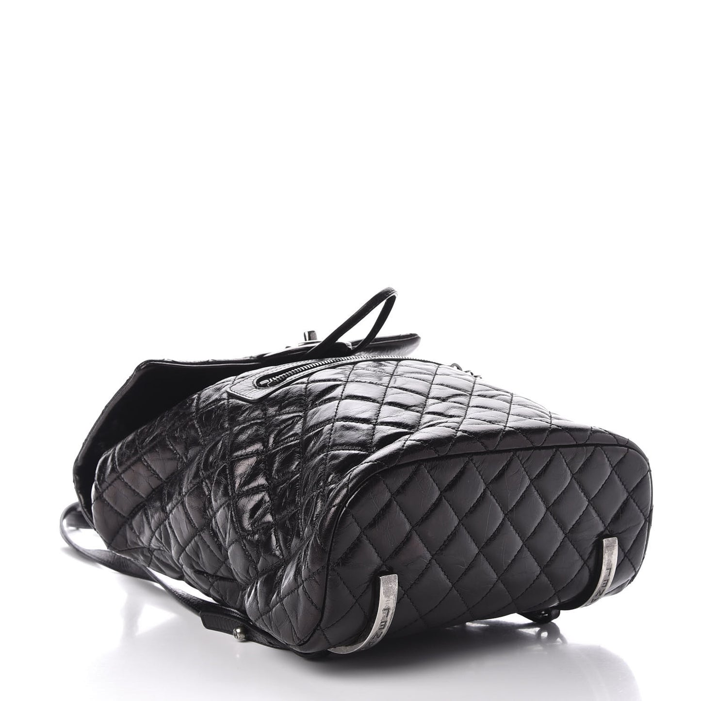Glazed Calfskin Quilted Large Salzburg Backpack Black
