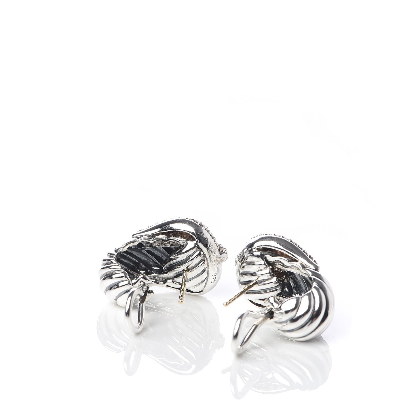 Sterling Silver Diamond Buckle Earrings