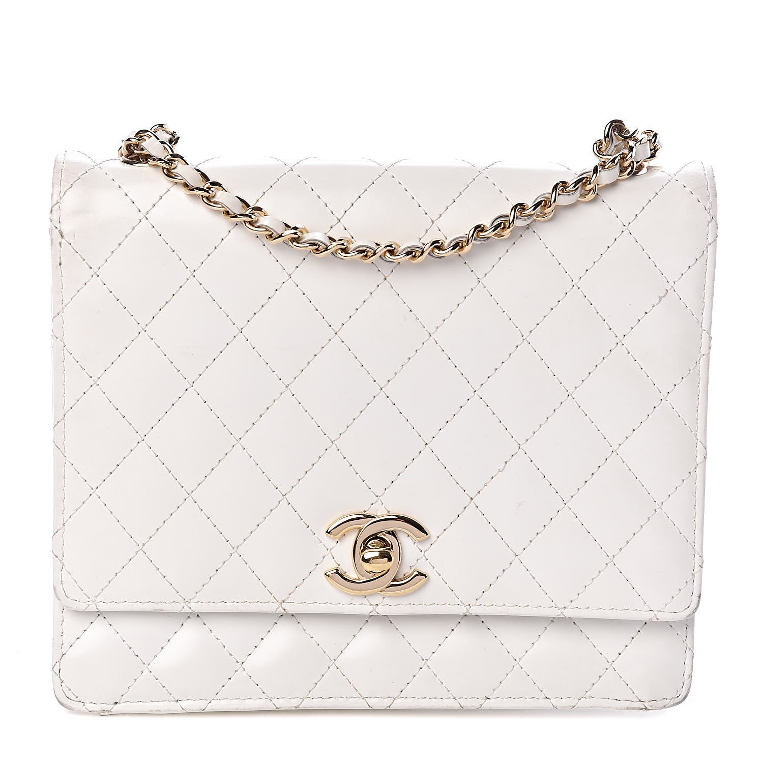 Chanel Glazed Calfskin Stitched Mini Square Flap White 1 of 18