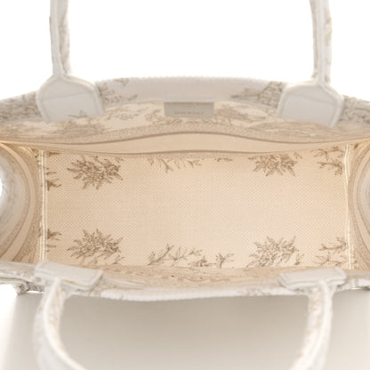 Christian Dior Canvas Embroidered Medium Jardin D'Hiver Book Tote White Gold 4 of 13
