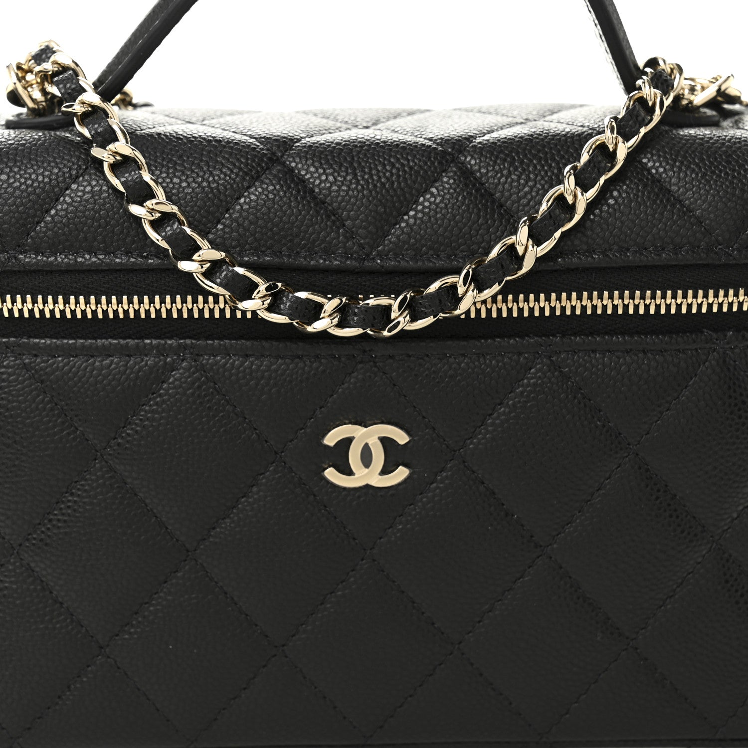Chanel Caviar Quilted Top Handle Slim Vanity With Chain Black 8 of 11