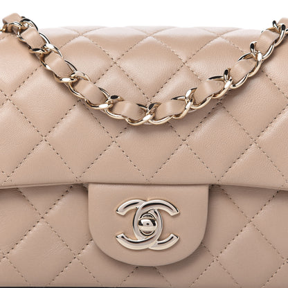 Chanel Lambskin Quilted Mini Rectangular Flap Dark Beige 10 of 11