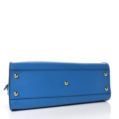 Fendi Vitello Seta Medium Peekaboo Iconic Satchel Blue Royal 4 of 9