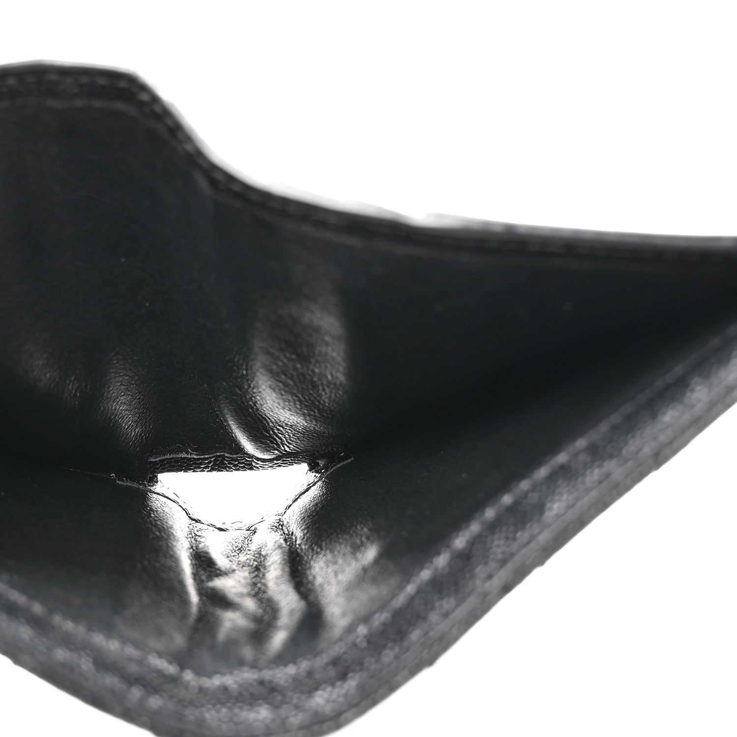 Saint Laurent Grain De Poudre Matelasse Chevron Monogram Zipped Card Case Black 6 of 9