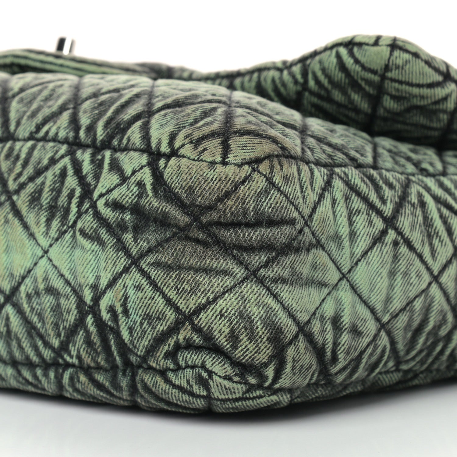 Chanel Denim Quilted Denimpression Flap Green Black 9 of 9