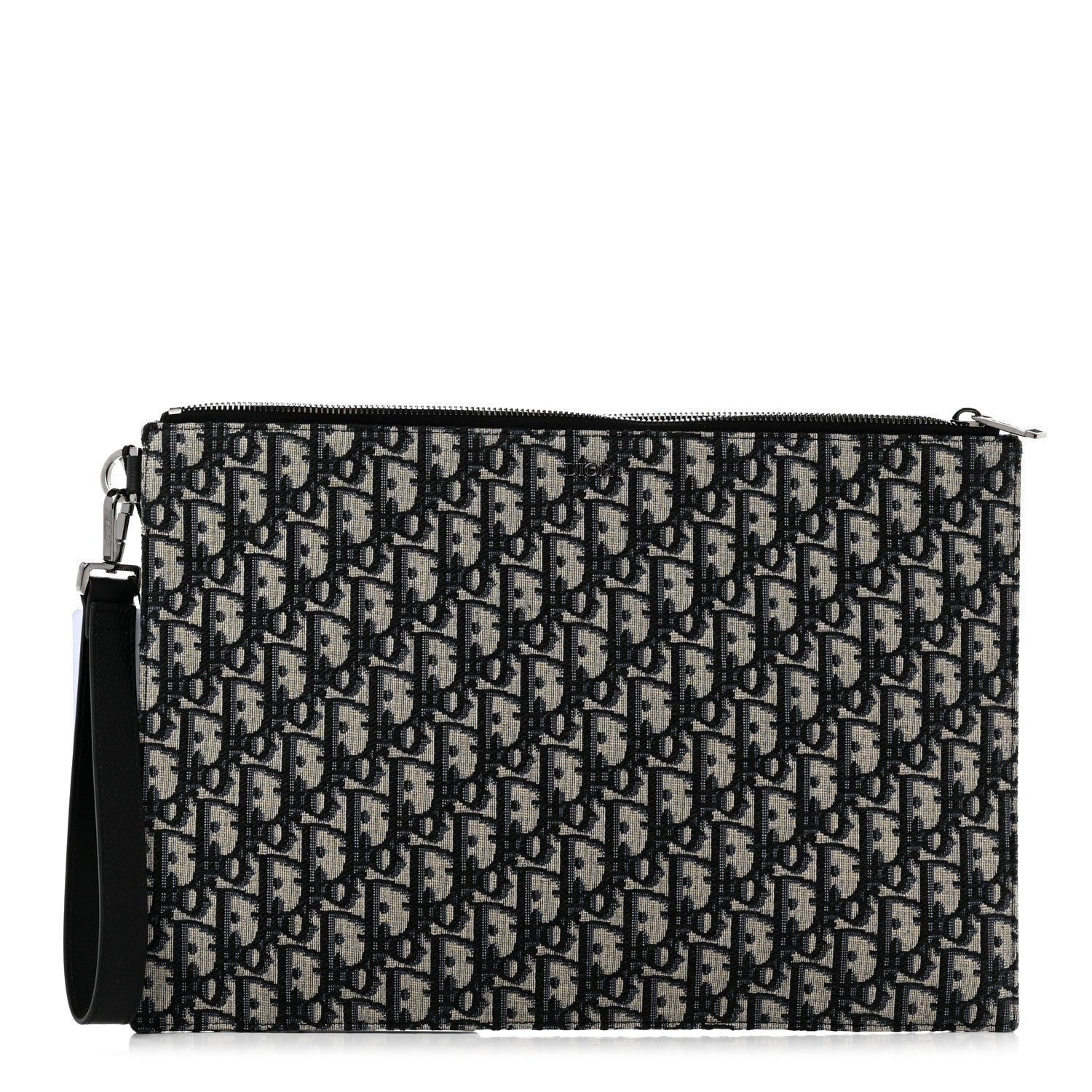 Christian Dior Oblique A4 Flat Pouch Clutch Blue 1 of 6