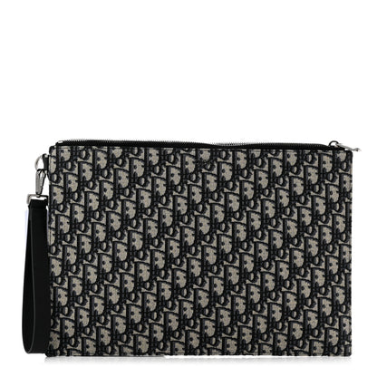 Christian Dior Oblique A4 Flat Pouch Clutch Blue 1 of 6