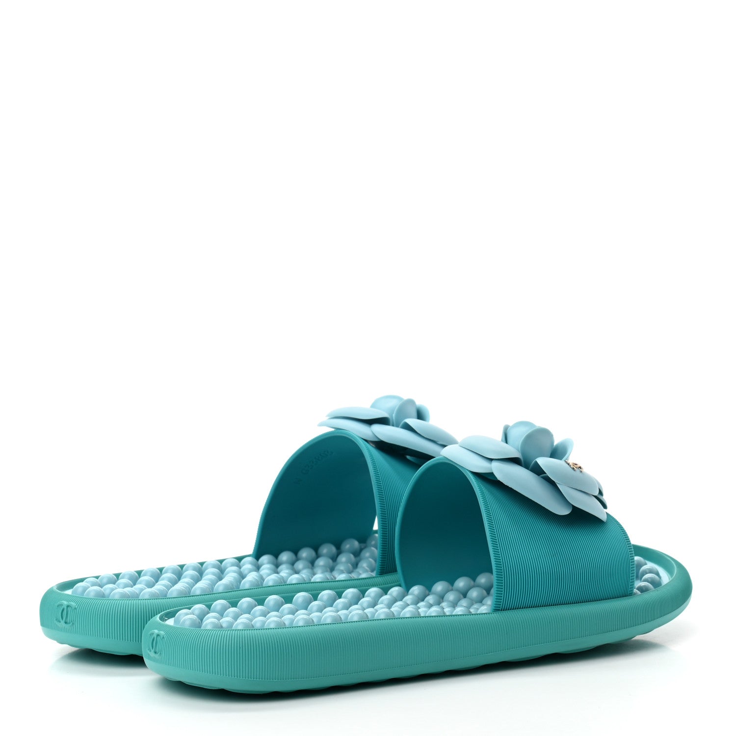 Chanel Thermoplastic PVC Camellia Mule Sandals 36 Navy 4 of 9