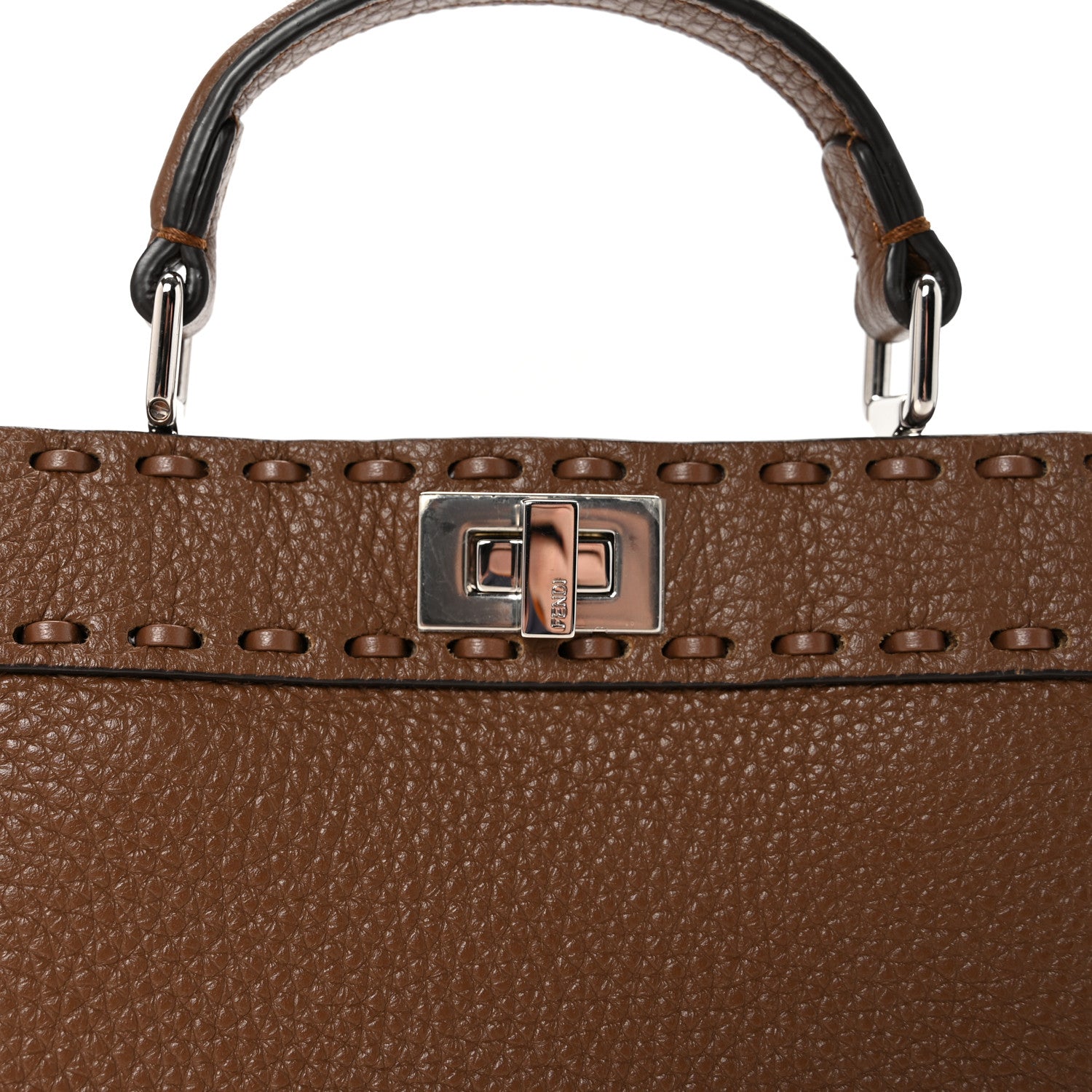 Fendi Cuoio Romano Selleria Petite Peekaboo I SEE U Iconic Satchel Fettuccia 7 of 10