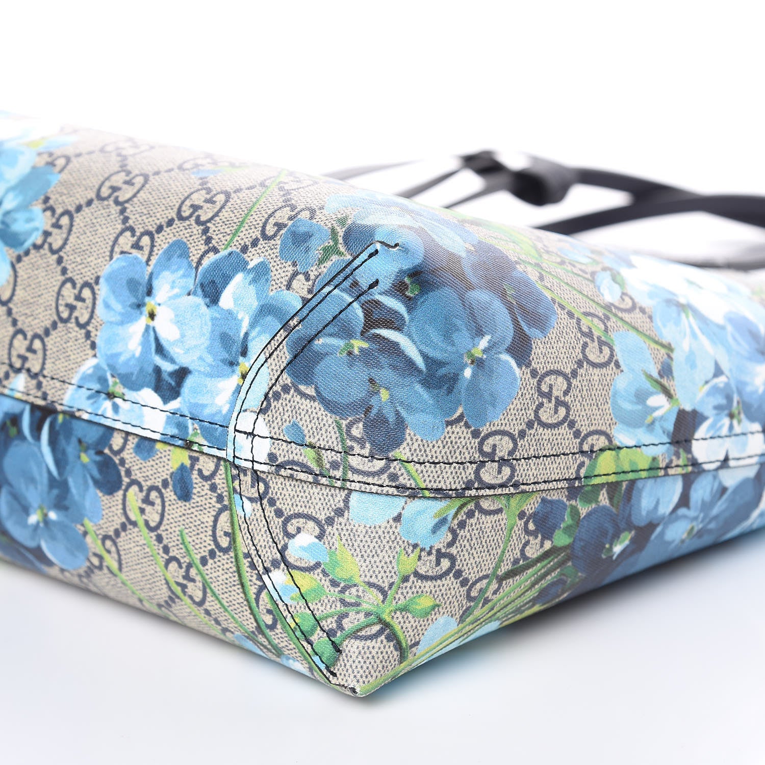 Gucci GG Supreme Monogram Blooms Small Reversible Tote Beige Blue Navy 10 of 14