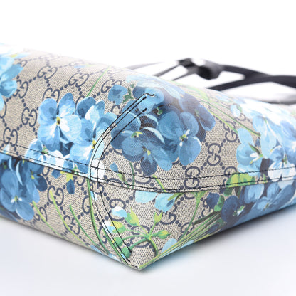 Gucci GG Supreme Monogram Blooms Small Reversible Tote Beige Blue Navy 10 of 14