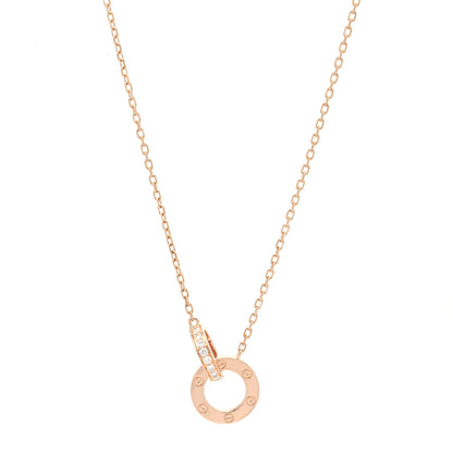 Cartier 18K Pink Gold Diamond Interlocking LOVE Paved Necklace 4 of 6