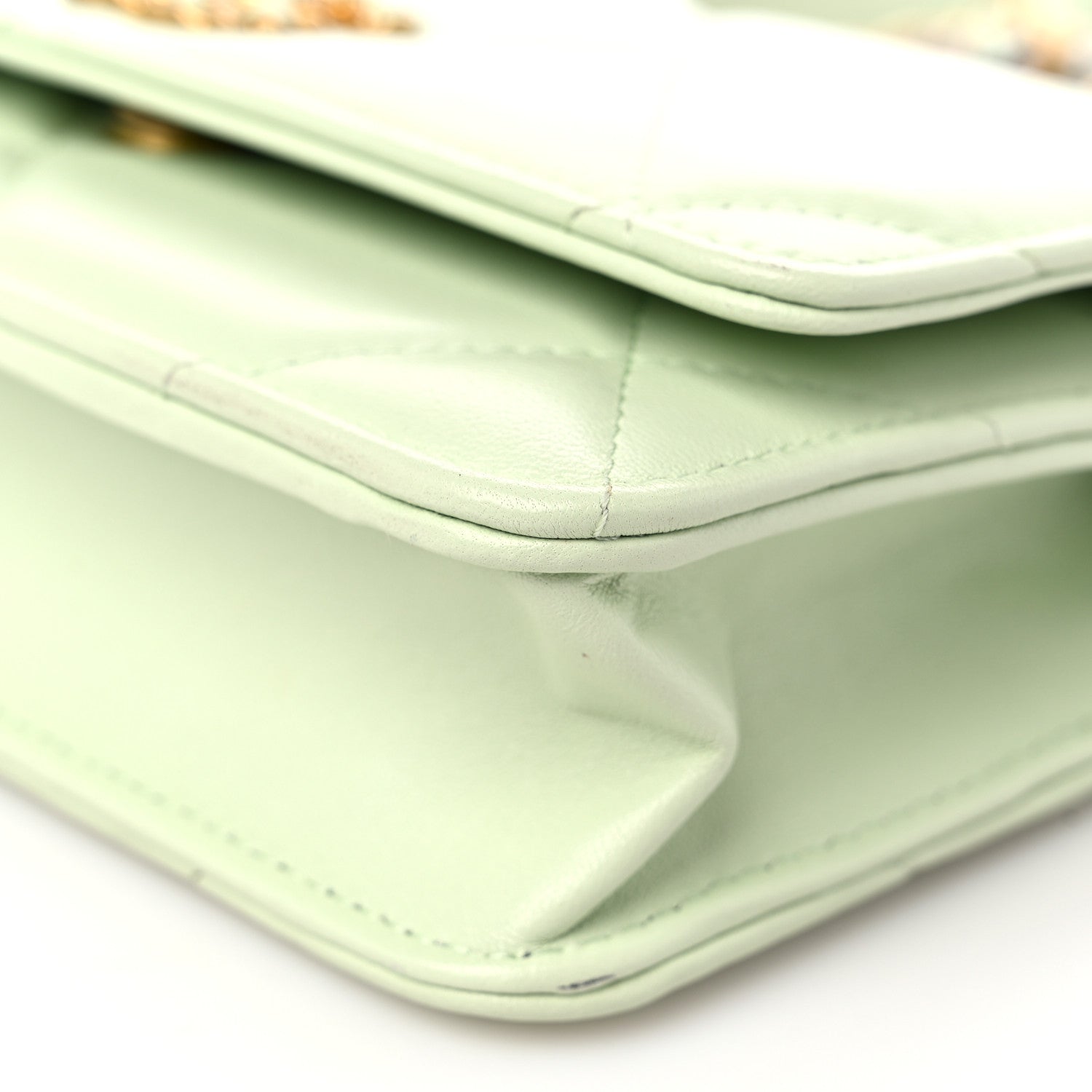 Chanel Lambskin Quilted Chanel 19 Wallet On Chain WOC Light Green 10 of 15