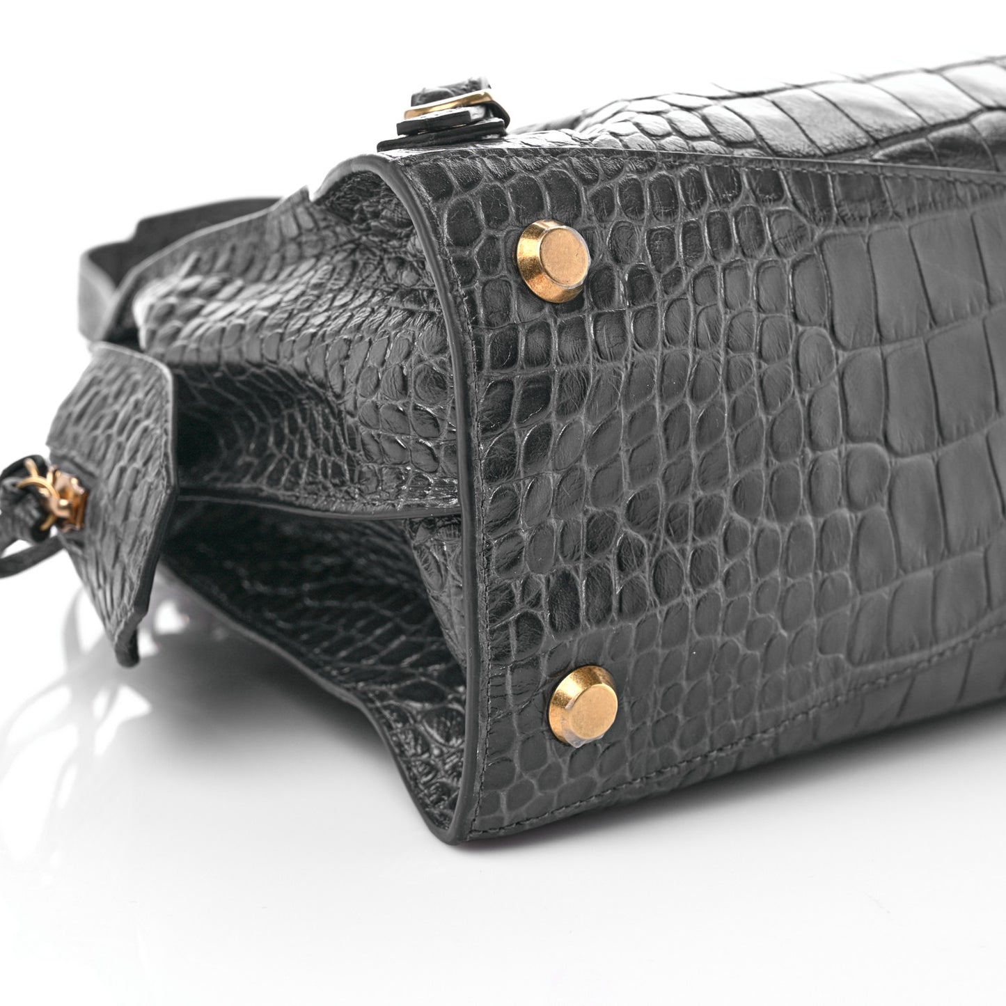 Extra Supple Calfskin Crocodile Embossed Neo Classic Gold Hardware S City Dark Grey