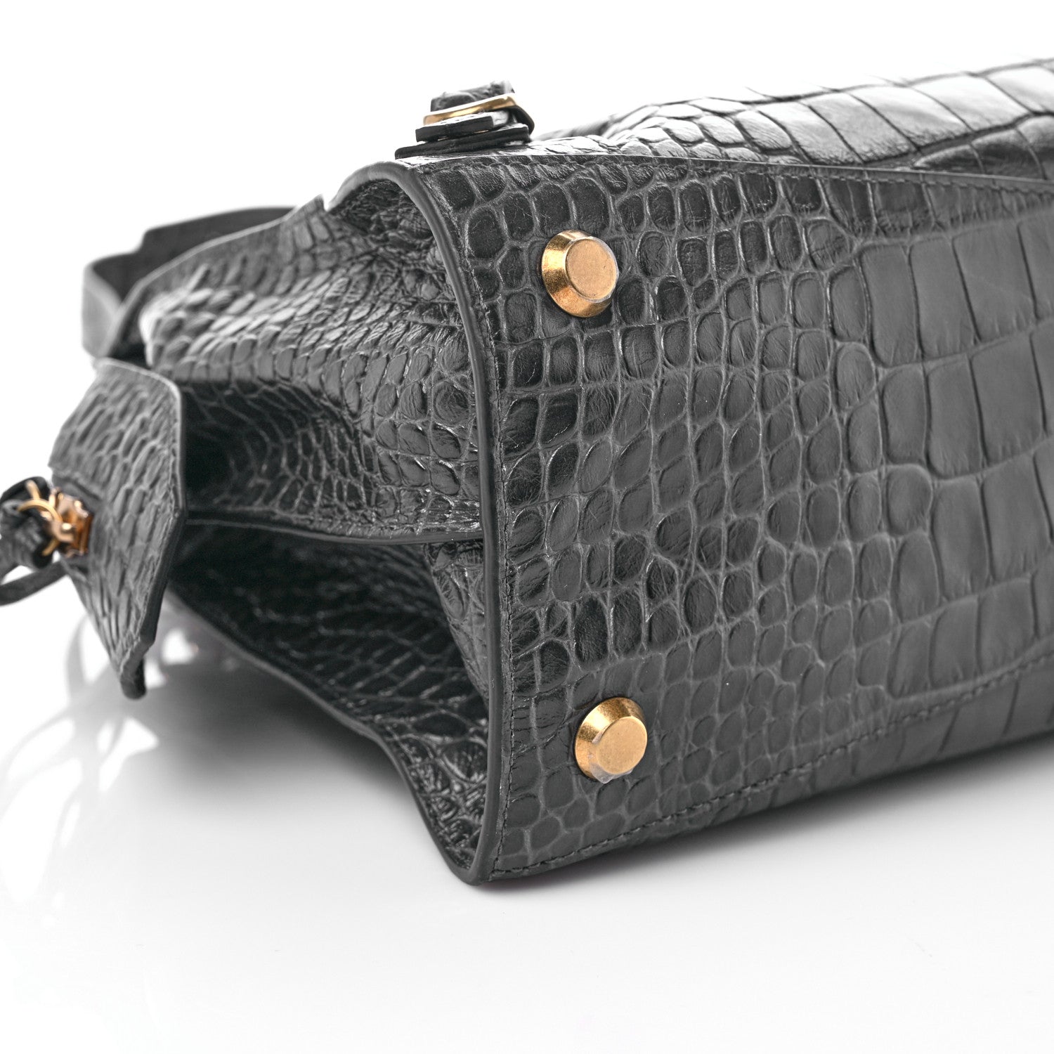Balenciaga Extra Supple Calfskin Crocodile Embossed Neo Classic Gold Hardware S City Dark Grey 7 of 8